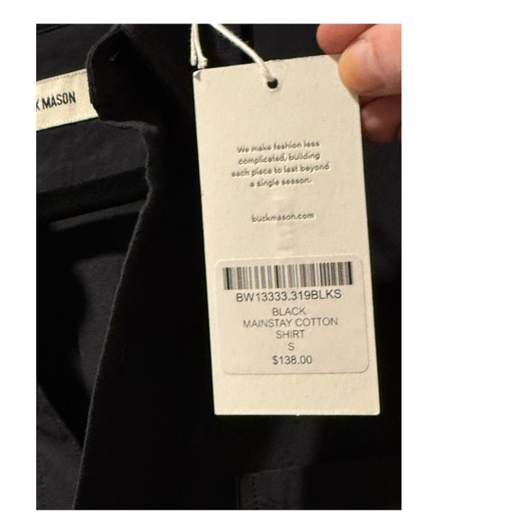 Buck Mason - Mainstay Cotton Button-Down Shirt - Black - Size S (W 4/6) - NWT - Picture 7 of 15